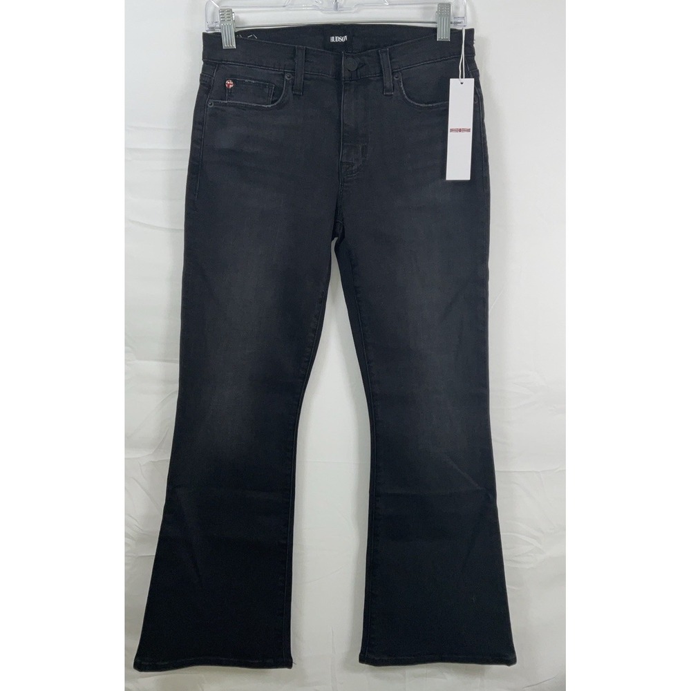 NWT Women's Hudson LA Natalie MidRise Boot Cut Crop Jeans Elise Black 27" X 27"